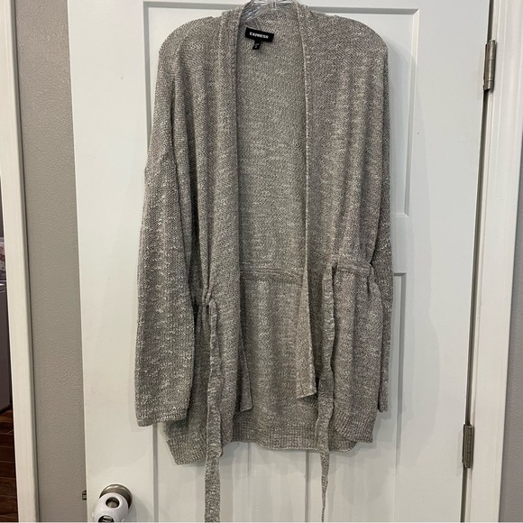 NWOT Express Light Grey Heathered Cardigan - Picture 1 of 4
